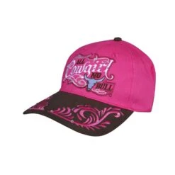 Baseball Cap All Cowgirl No Bull Bestickt Pink/braun